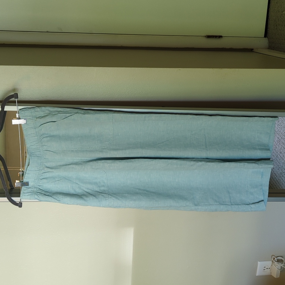 Aqua linen blend pants